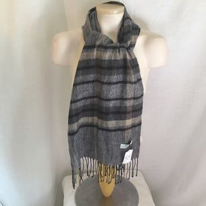 L’Accessorio Italiano long gray plaid scarf new